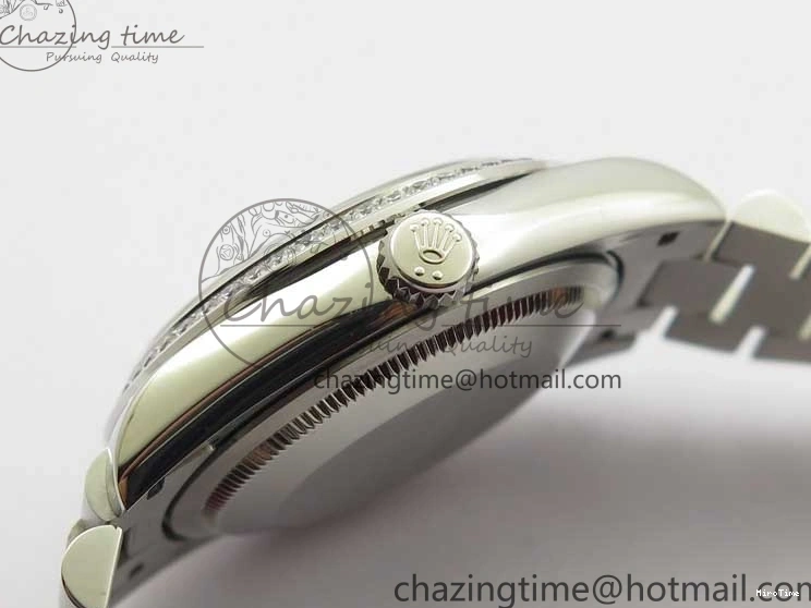 MiroTime 0128 Day-Date 36mm 128239 SS Crystal BP Best Edition White MOP Crystal Marker Dial on SS President Bracelet A MoistureWicking 2682